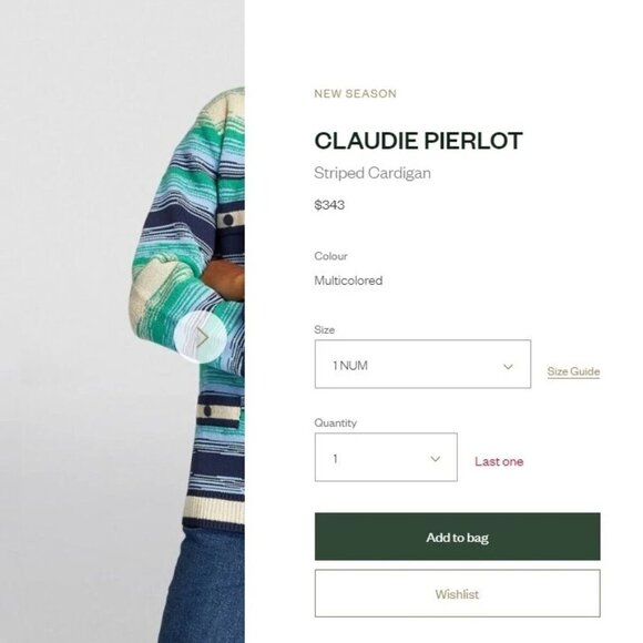 CLAUDIE PIERLOT Striped Cardigan Size 0 US XS Multi - Picture 2 of 12